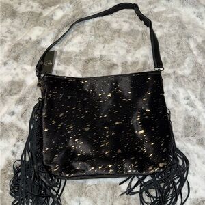 Myra Bag Black Shimmer Leather and Hair On Bag
